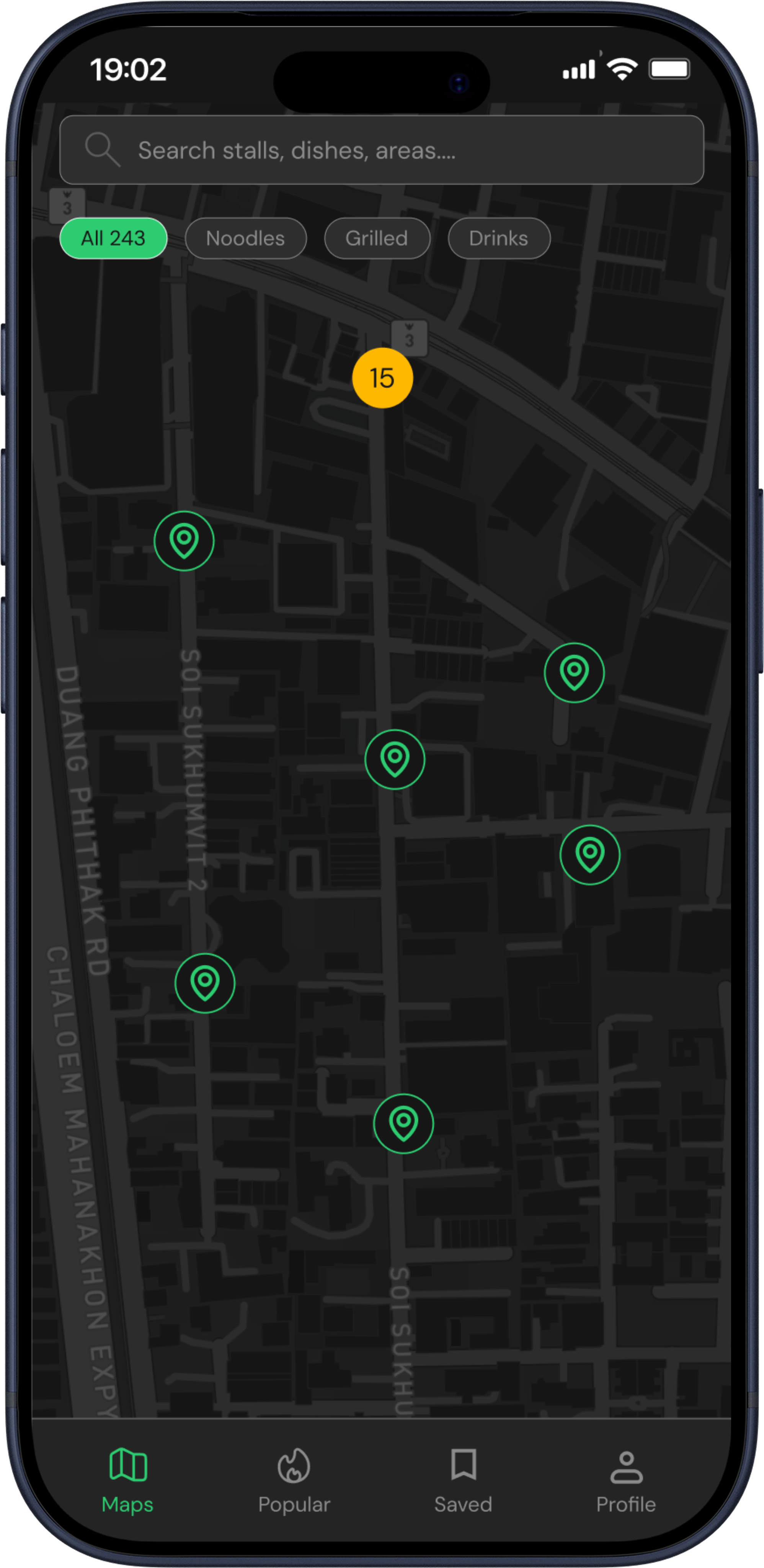 Pinned map view screen